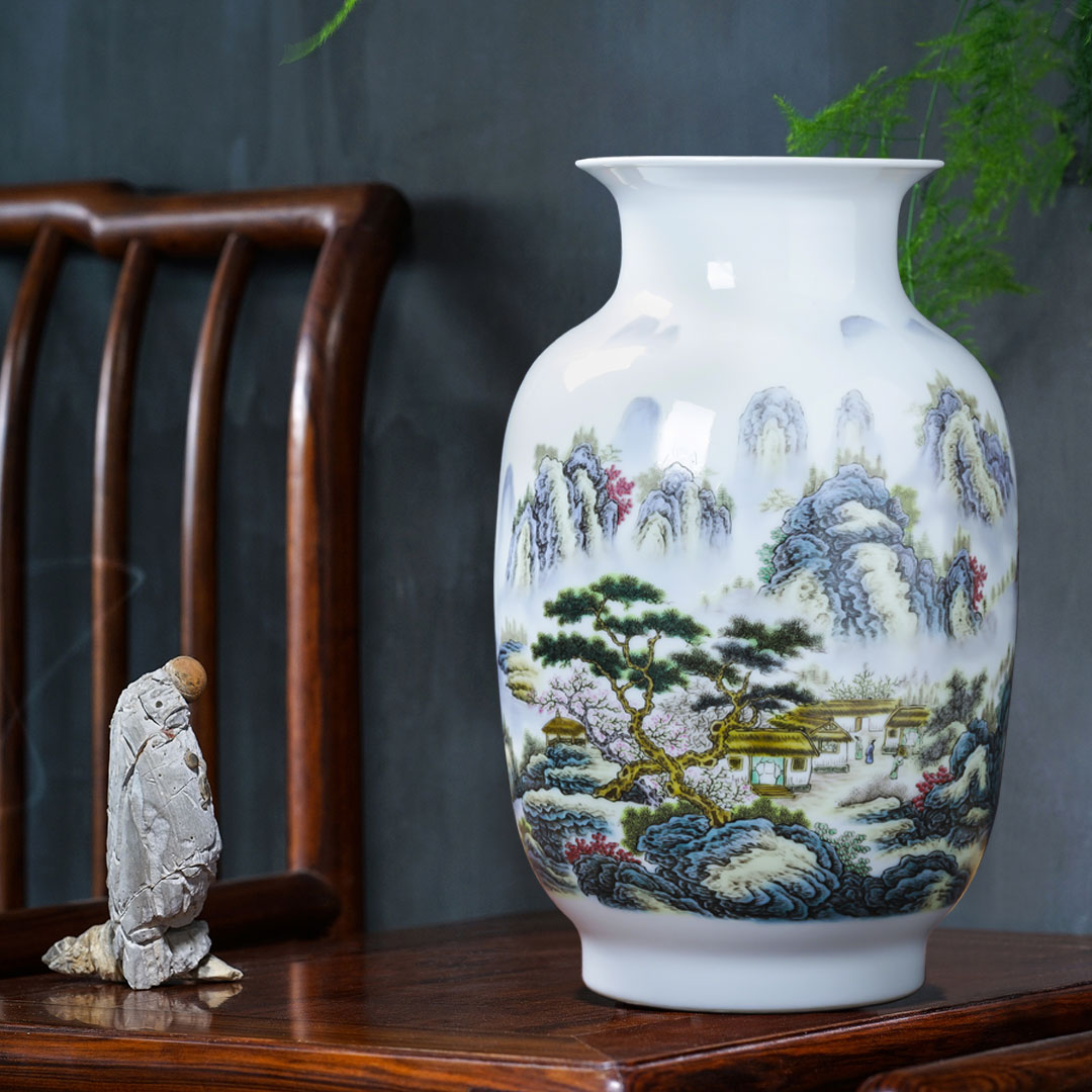 Jingdezhen ceramics pastel landscapes lucky bamboo vase furnishing articles sitting room home TV ark adornment arranging flowers