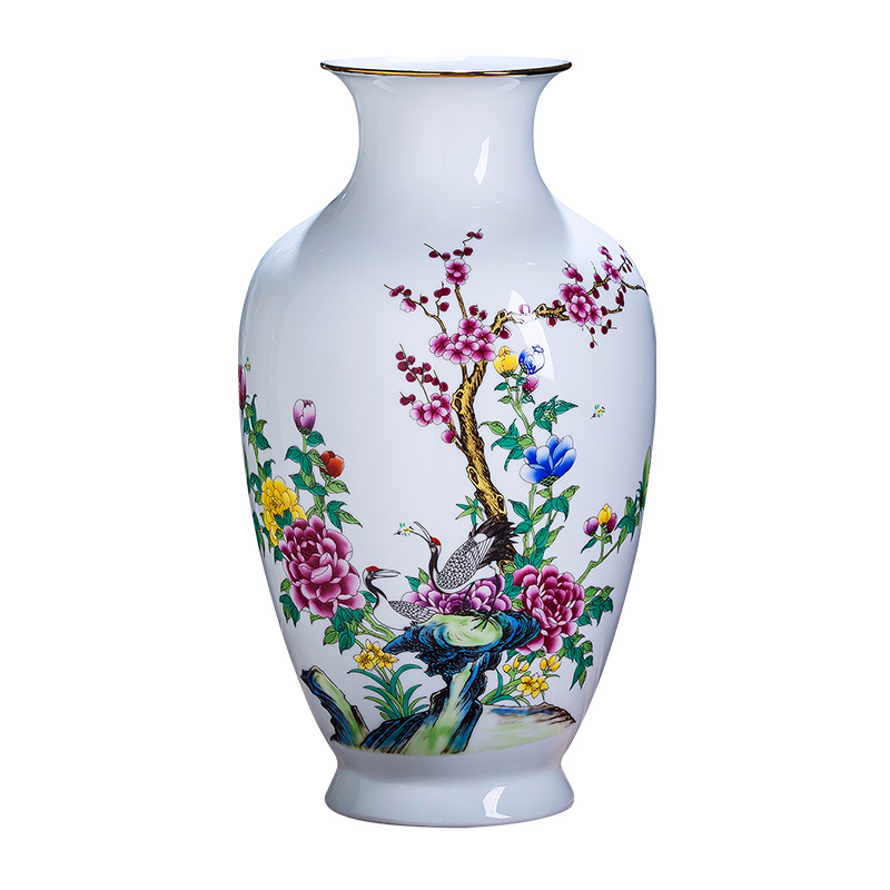 Jingdezhen ceramics powder enamel thin foetus vase Chinese style household furnishing articles sitting room TV ark adornment porcelain arranging flowers