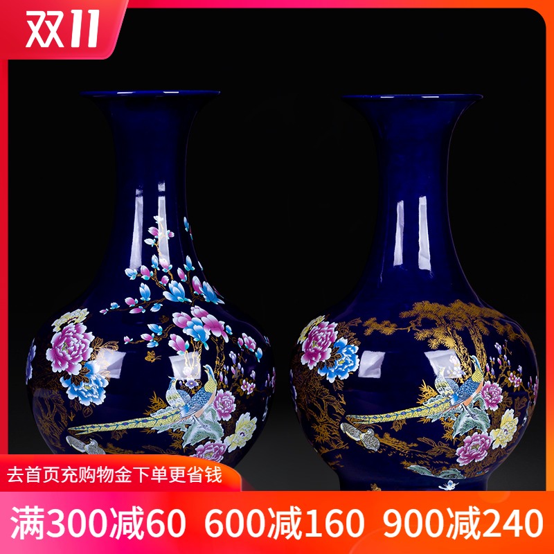 Blue bottle porcelain of jingdezhen ceramics Chinese style household act the role ofing is tasted flower arrangement sitting room TV ark adornment furnishing articles