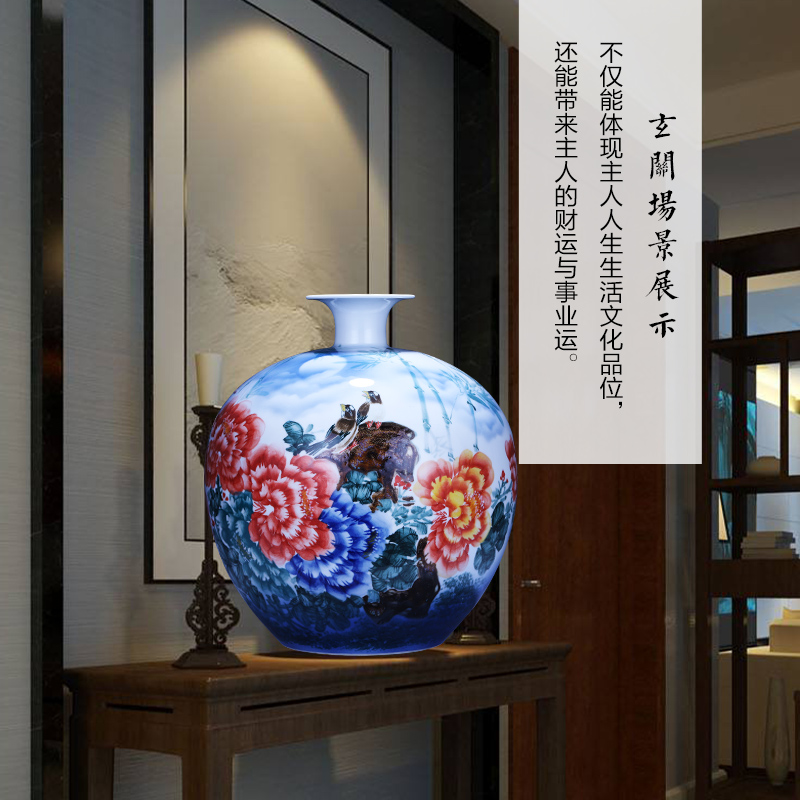 Jingdezhen ceramics hand - made wealth and auspicious pomegranate big vase modern Chinese style household living room TV ark, furnishing articles