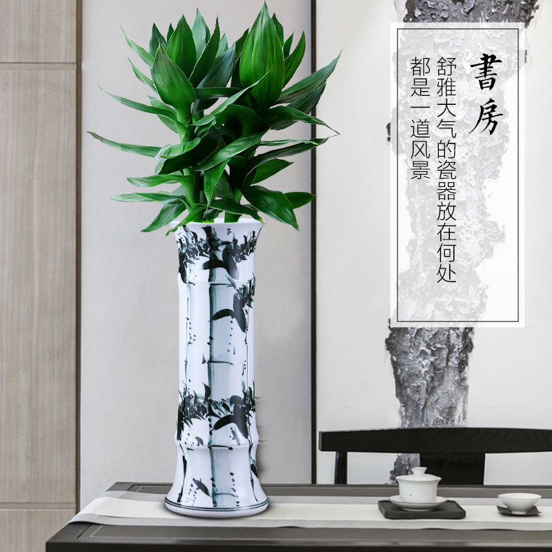 Jingdezhen ceramics have lucky bamboo vases, flower arranging furnishing articles sitting room ground large - sized straight aquatic culture flower arrangement