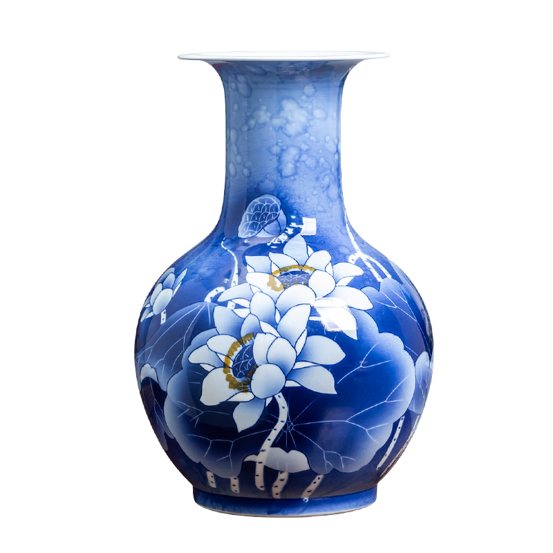 Jingdezhen ceramic hand - made vases Chinese flower arranging the sitting room of blue and white porcelain arts and crafts porcelain home decoration furnishing articles