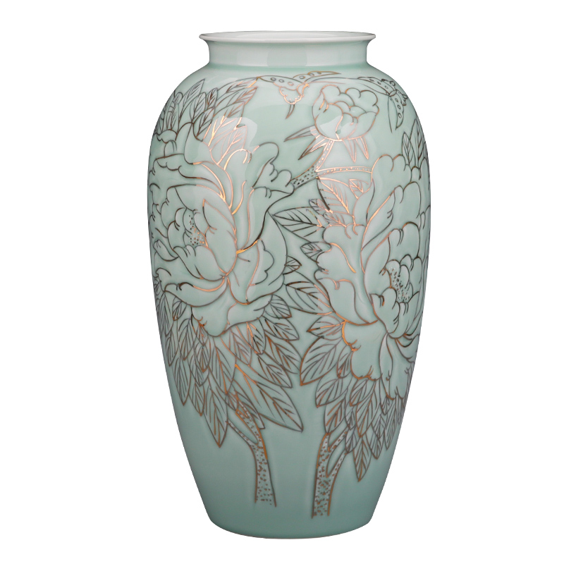 Hand the see colour blue glaze porcelain jingdezhen ceramics vase landed a large Chinese sitting room adornment is placed