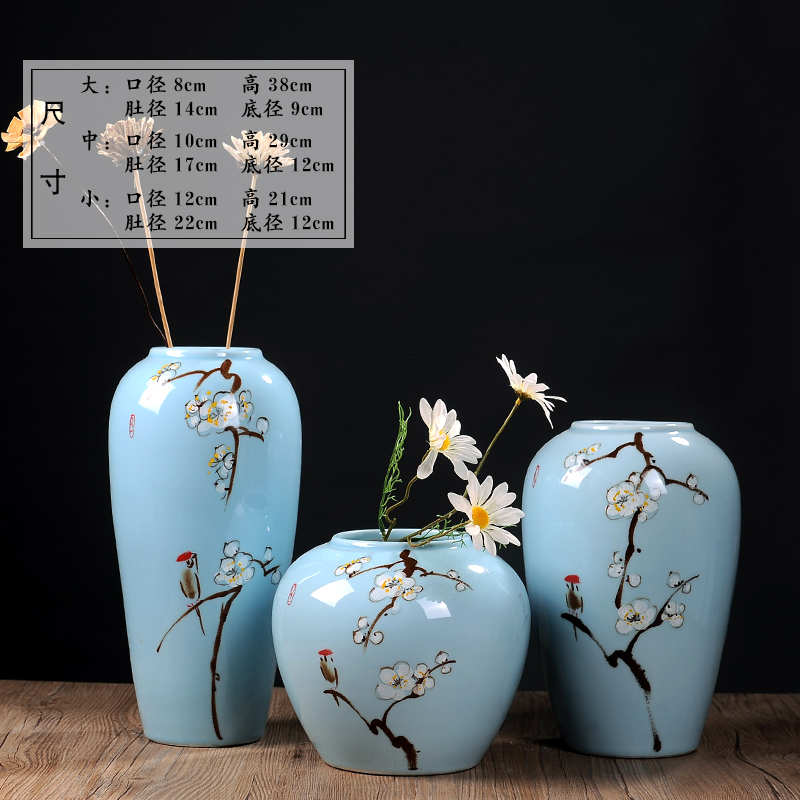 Jingdezhen ceramic vases, flower vase furnishing articles sitting room dry flower vases, flower implement zen new Chinese style household adornment