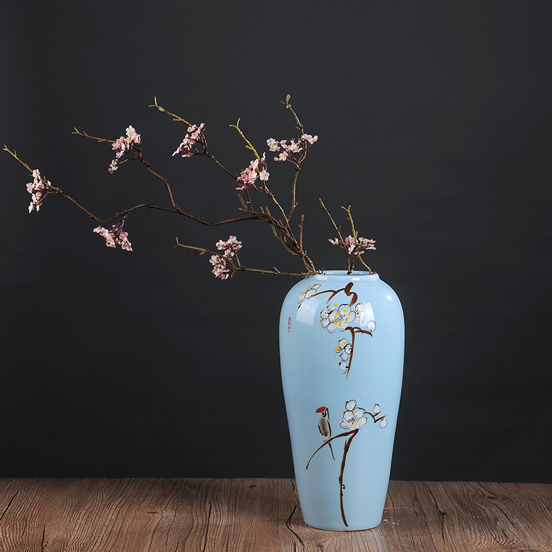 Jingdezhen ceramic vases, flower vase furnishing articles sitting room dry flower vases, flower implement zen new Chinese style household adornment