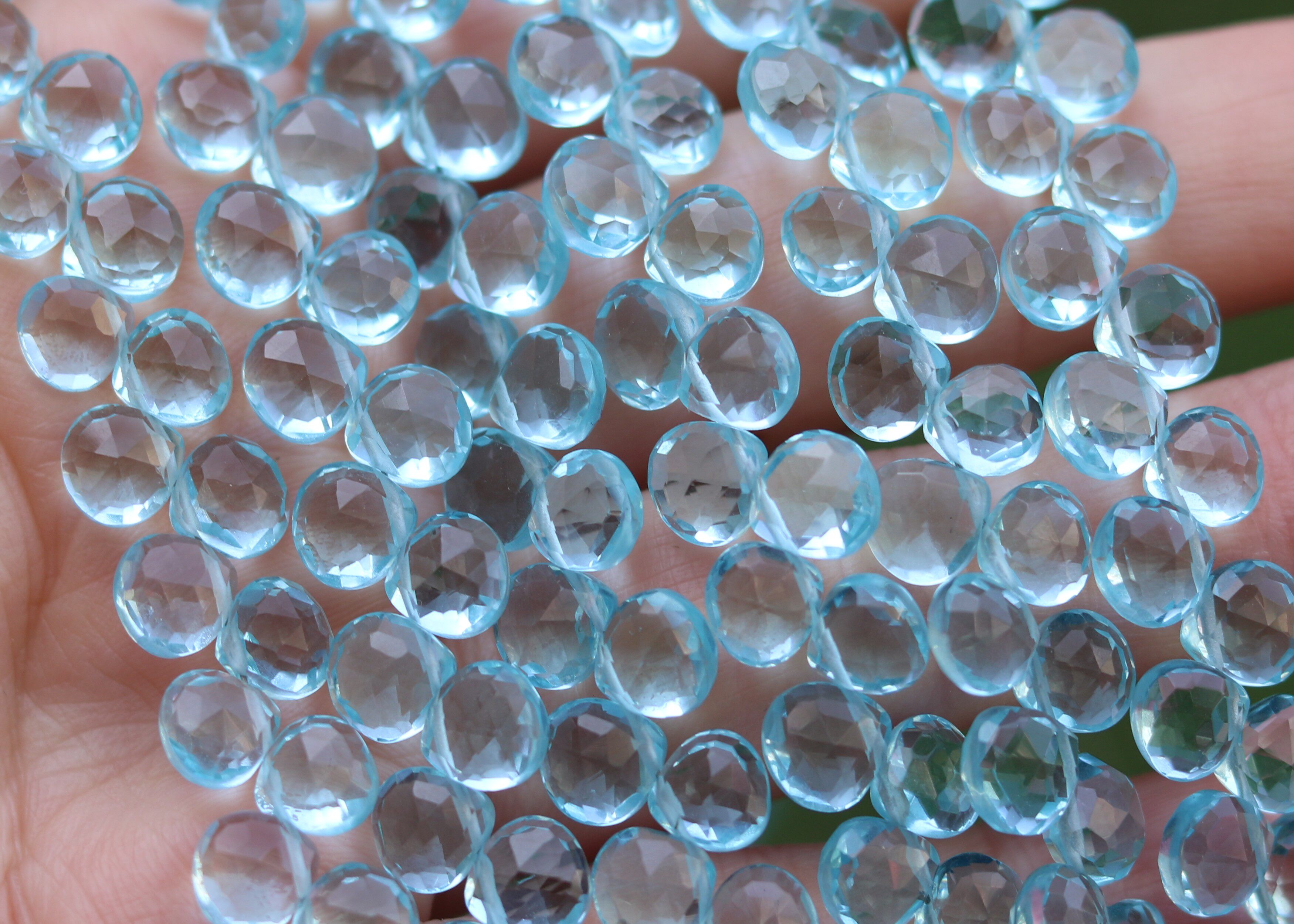 天空蓝石英石刻面心形散珠 手工手链项链绕线diy吊坠耳环配珠