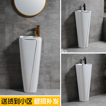 Nordic small column basin washbasin Retro balcony washbasin Small space floor-to-ceiling one-piece column basin