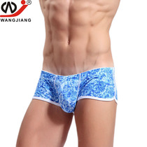 Net will personality net will cotton printing U convex sexy low waist mens boxer briefs