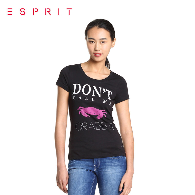 【折】ESPRIT EDC女士休闲时尚百搭款短袖T恤-035CC1K027吊牌价99