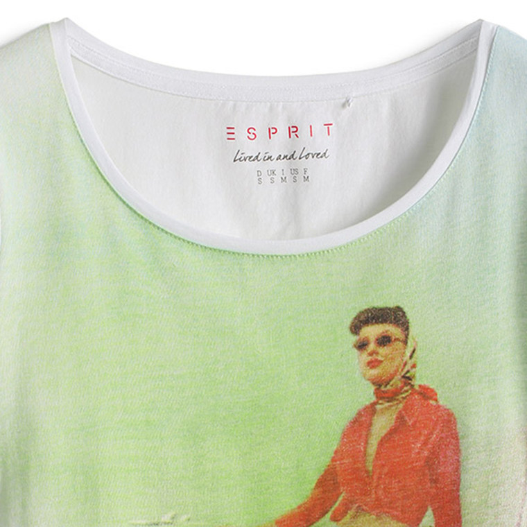 新品 ESPRIT 女士时尚人物印花短袖T恤-065EE1K024 吊牌价159