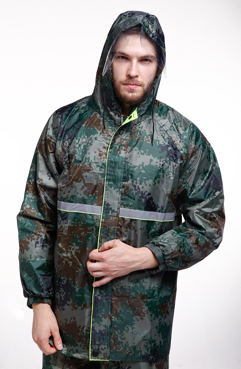 双层迷彩雨衣分体防水劳保工作雨衣雨裤男套装成人加厚摩托车户外