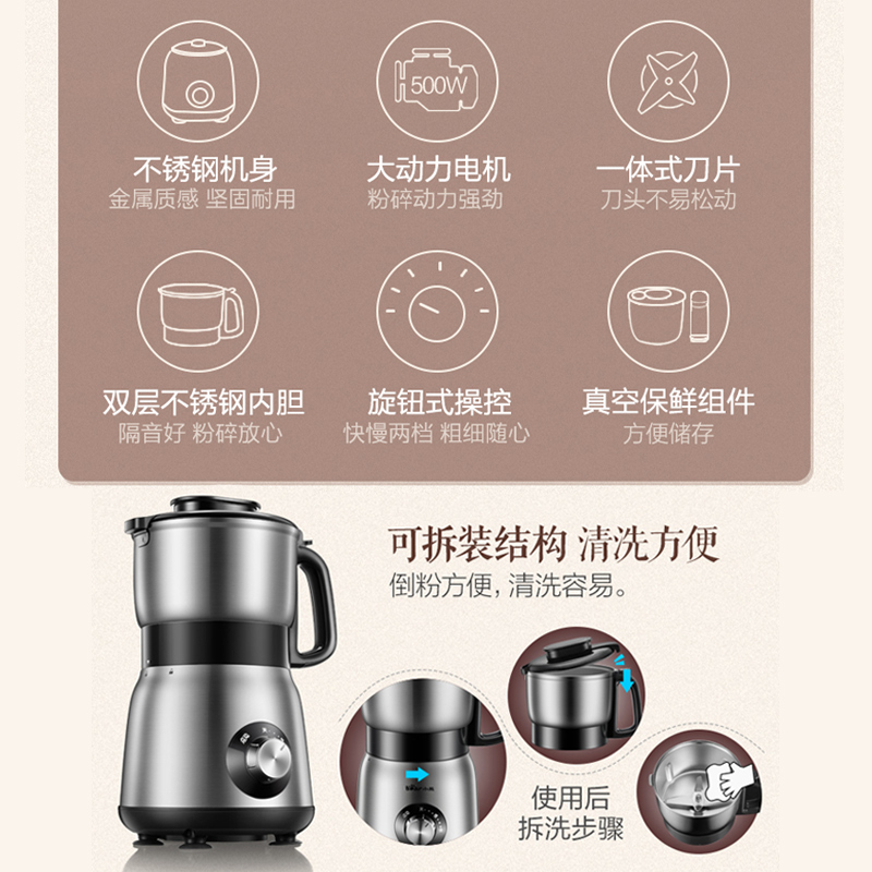 bear grinder grinder small household grinder grain grinder sesame walnut medicine grinding dry grinding