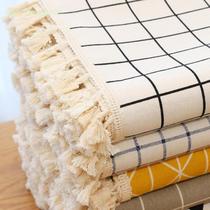 Forest thin desktop tablecloth desk Dining table Student table Nordic sunscreen Triangle housework tassel scrub warm