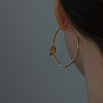 Wearring European and American retro simple fashion trend knot big hoop earrings female hand made brass gold plated