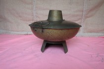 Early household pure copper casting of old hot pot with tin charcoal collection of old-fashioned objects bronze articles