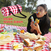 Outdoor picnic mat Portable field mat Picnic cloth Red and white grid plus thick tent camping mat Outing mat