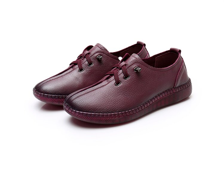 软底软面舒适女鞋牛筋底妈妈鞋春秋款真皮单鞋防滑平底女士软皮鞋