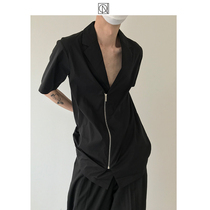 COLN only for the minimalist fee dedicated to the design of the zipper short sleeve shirt who doesnt say 1 sentence looks good?