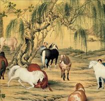 Qing Lang Shining Eight Jun Picture (HD) high-definition electronic picture decoration inkjet identification copy Chinese painting material