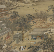 Qing Dynasty Qing Painting Academy painting December Moon map December Axis electronic picture identification copy Chinese painting material