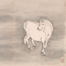 Qinggaos Pepe finger painting series-fingering-white horse electronic picture spray-painted identification of the painting material of the country