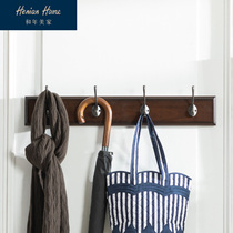 He Nian Meijia American-style entrance door wall hanging bag hanger Metal hanging hook Full solid wood coat rack bedroom hanging board