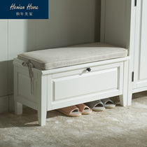 He Nian Meijia all solid wood American-style shoe stool household door shoe stool shoe rack stool can sit in the door storage shoe stool