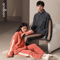 Anns companion pajamas womens autumn and winter coral velvet thickened loose casual mens home clothes set can be worn outside