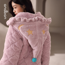 Anns companion cotton pajamas womens 2021 New plus velvet thick warm sweet age reduction large size home clothing set