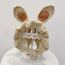 Baby hat Autumn and winter infant female baby wool hat 0-3 years old princess girl handmade knitted hat