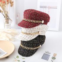 Parent-child net red beret Xiaoxiang Feng flat top navy newsboy hat Korean version wild autumn and winter painter cap