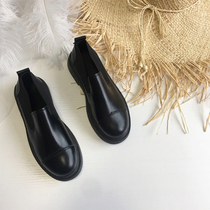 Black Working Retro Small Leather Shoes Woman Han Edition 100 Hitch Career Shoes College Inglées Foot Pedal Lefu Shoes