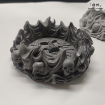 Will be handmade flame skull ashtray punk style Tokyo open mode style bar clear bar cement handmade