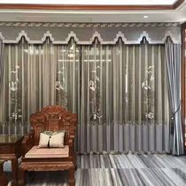 New Chinese Floor Curtain Customized Processing Living Room Luxury Embroidery Shading Roman Curtain Villa Aisle Decorative Curtain
