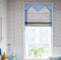 European elegant guest hall modern shading study small window tatami lifting curtain gray blue simple Roman curtain