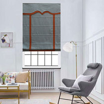 Curtains Nordic simple living room study shading and heat insulation small pull-up and down fan-shaped Roman curtain Light luxury free perforation