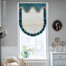 Kitchen curtains jacquard half curtain lifting American light luxury Nordic color Roman curtain fan-shaped waveform half blackout curtain