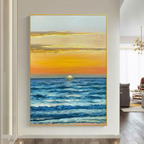 Notareart hand-painted oil painting Broad Sea Sunrise porch background hanging painting living room dining room decorative painting light luxury