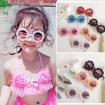 Girl baby flower sunglasses decorative mirror round fashion sun glasses cute Joker tide children Korean glasses