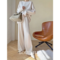 Japan Imported acetate Lazy Air Pants Acetate satin wide leg pants tightness pants Thin Ocean Qi Women High Waist Pituality