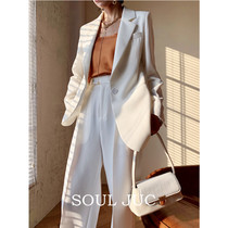 SOUL JUC a grain buckle minimalist for generous spring and autumn new casual white temperament small suit jacket woman