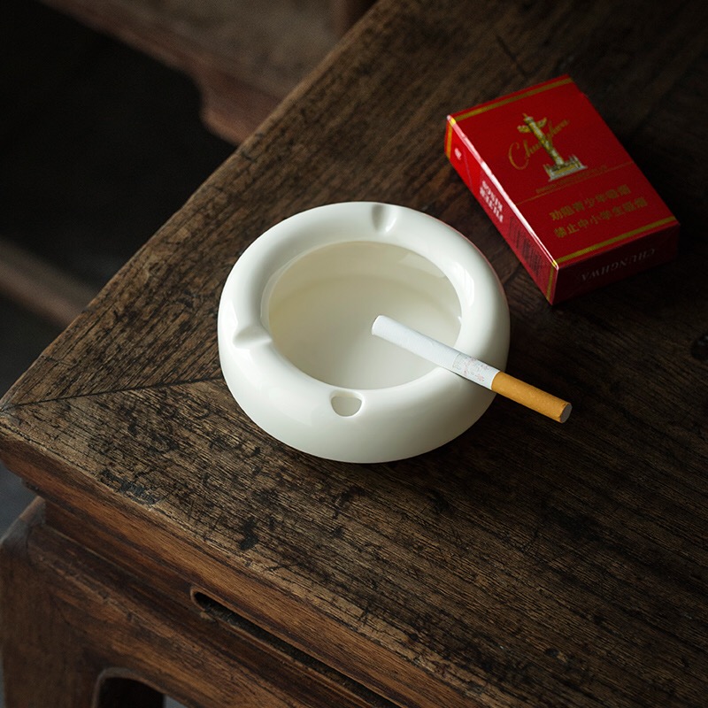 Dehua white porcelain ashtrays household ceramic ashtray sitting room creative move trend kungfu tea set accessories small tea taking