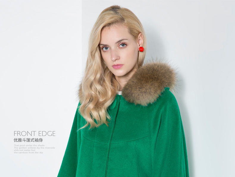 正品打折太平鸟女装2014冬装新款毛呢外套貉