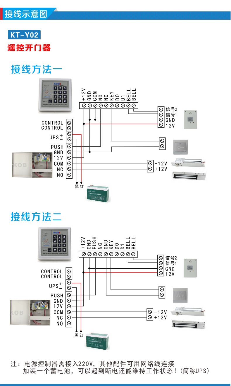 kob品牌 门禁遥控器 电子门禁遥控开关 无线开关 门禁无线开门器.