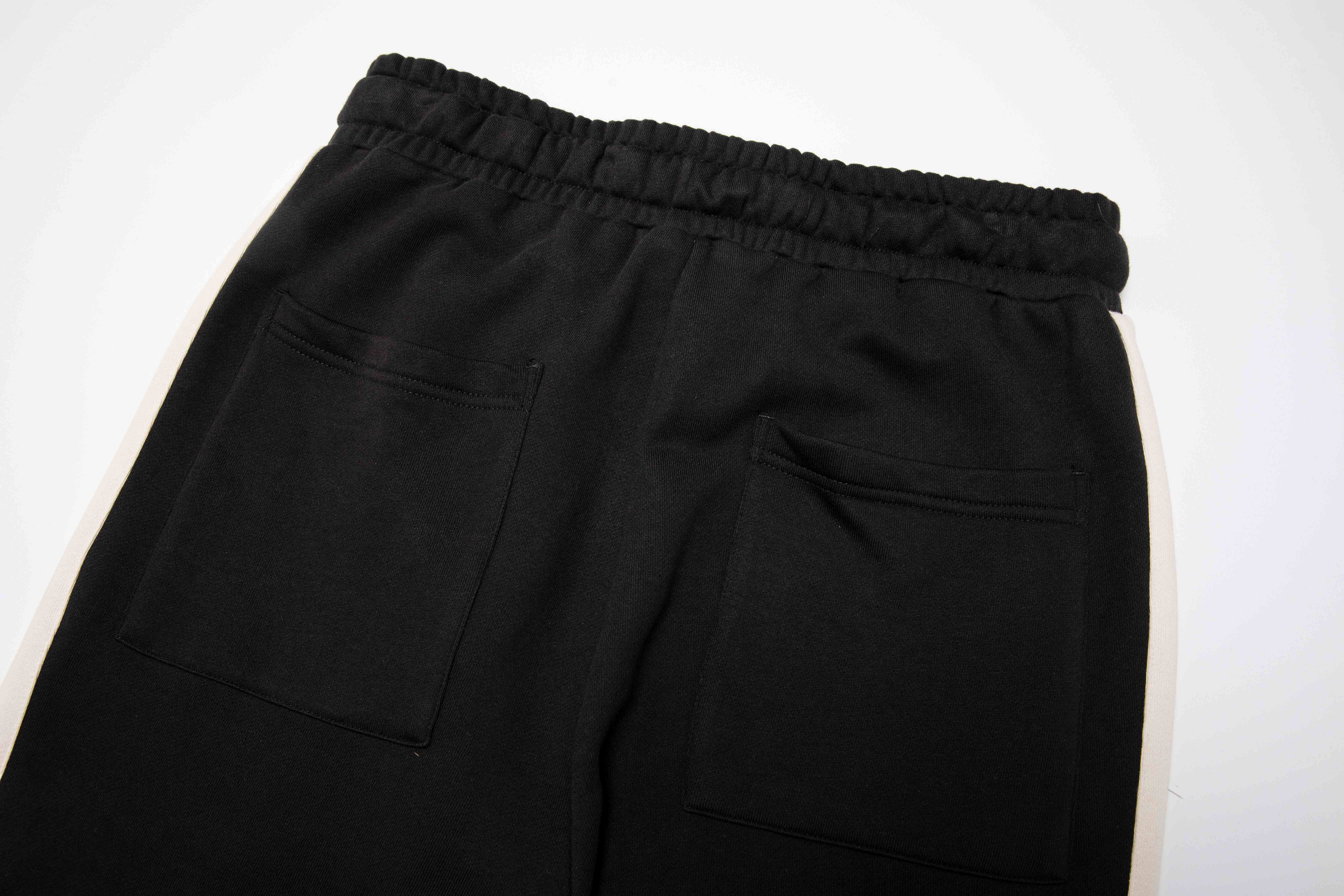 climaxvision侧边条纹黑白拼接长飘带休闲长裤直筒潮牌