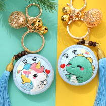 Fun cross embroidered 2022 new line embroidered embroidered small pieces handmade key buckle diy material bag of fragrant sacks