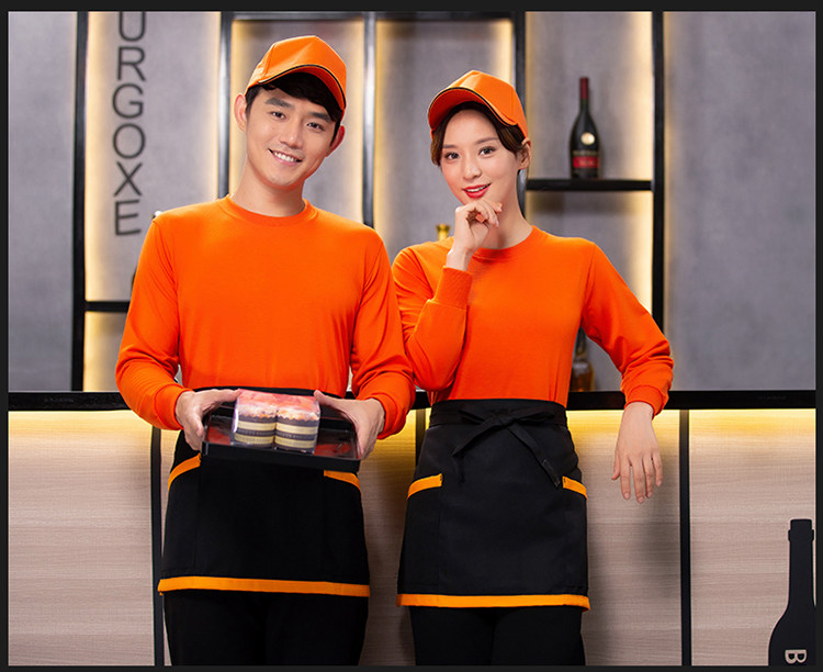 服务员工作服卫衣定制印logo烧烤快餐店餐饮店工作服长袖秋冬装