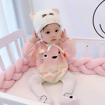Spring baby one-piece bag fart clothes Baby girl long sleeve triangle coat pure cotton spring and autumn newborn clothes 0-1 years old