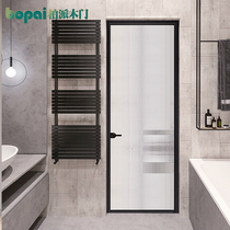 Black extremely narrow toilet aluminum alloy bathroom door Simple aluminum magnesium alloy door bathroom glass flat door customization