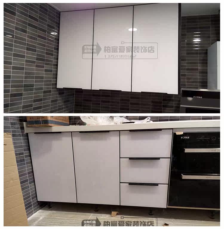 橱柜门板定做晶钢板玻璃橱门橱房柜门百叶门 隐框玻璃